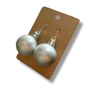 Handmade matte silver Christmas ornament earrings